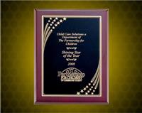 8 x 10 1/2 inch Rosewood Piano-Finish Plaque with Florentine Design Border