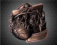 2 1/2 inch Bronze Basketball M2000 Medal
