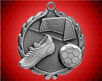 1 3/4 inch Silver Soccer Wreath Medal