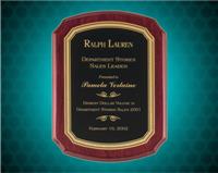 10 1/2 x 13 inch Rosewood Piano-Finish Plaque with Florentine Design Plate
