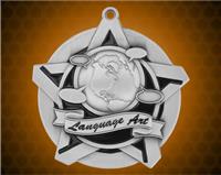 2 1/4 inch Silver Language Arts Super Star Medal