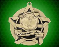 2 1/4 inch Gold Language Arts Super Star Medal