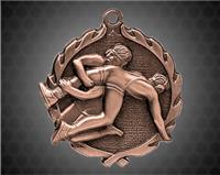 1 3/4 inch Bronze Wrestling Wreath Medal