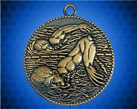 1 1/2 inch Gold Swimming Male Die Cast Medal