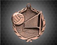1 3/4 inch Bronze Volleyball Wreath Medal 