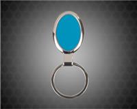 3 1/4 inch Blue Laserable Oval Keychain