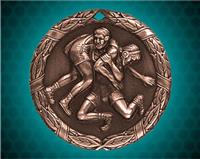 1 1/4 inch Bronze Wrestling XR Medal 