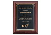 8 x 10 inch Cherry Finish Plaque with Black and Gold Florentine Plate