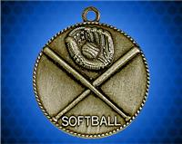 1 1/2 inch Gold Softball Die Cast Medal