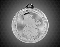 2 inch Silver Soccer Laserable BriteLazer Medal