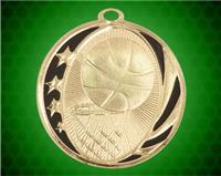 2 inch Gold Basketball Laserable MidNite Star Medal