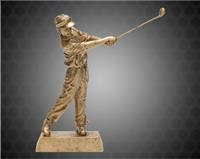 8" Gold Male Golfer Resin