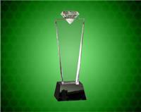 11 inch Crystal Diamond Top Award on Black Pedestal Base