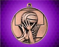 1 1/2 inch Bronze Basketball Die Cast Medal