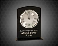 6 1/4 inch Black Glass Arch Clock with Base