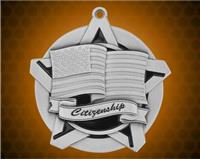 2 1/4 inch Silver Citizenship Super Star Medal