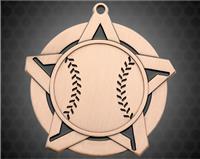 2 1/4 inch Bronze Baseball Super Star Medal
