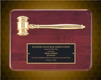 9 x 12 inch Metal Gavel Gold Electroplate Plaque