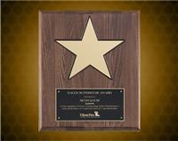 6 x 8 inch Gold Aluminum Star on Walnut Stained Piano-Finish Board