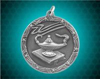 1 3/4 inch Silver Lamp of Knowledge Shooting Star Medal