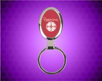 3 1/4 inch Red Laserable Oval Keychain