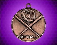 1 1/2 inch Bronze Softball Die Cast Medal