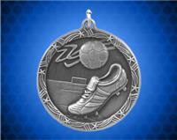 1 3/4 inch Silver Soccer Shooting Star Medal 