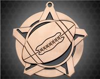 2 1/4 inch Bronze Football Super Star Medal
