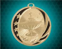 2 inch Gold Lamp of Knowledge Laserable MidNite Star Medal
