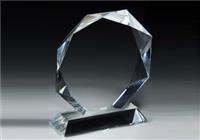 CRY39 - 7" Crystal Faceted Octagon on Clear Base