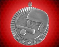 2 3/4 inch Silver Baseball Star Medal