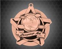 2 1/4 inch Bronze Language Arts Super Star Medal