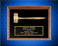 10 x 13 inch Metal Gavel Gold Electroplate Plaque