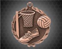 1 3/4 inch Bronze Netball Wreath Medal