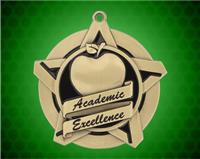 2 1/4 inch Gold Academic Excellence Super Star Medal
