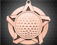 2 1/4 inch Bronze Golf Super Star Medal