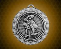 2 5/16 inch Silver Wrestling Spinner Medal