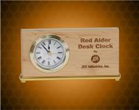 4 x 7 1/2 inch Red Alder Horizontal Desk Clock