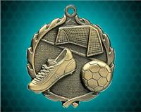1 3/4 inch Gold Soccer Wreath Medal