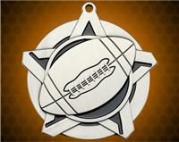 2 1/4 inch Silver Football Super Star Medal
