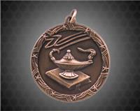 1 3/4 inch Bronze Lamp of Knowledge Shooting Star Medal
