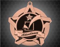 2 1/4 inch Bronze Attendance Super Star Medal