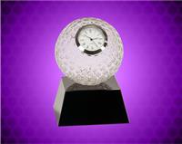 5 inch Clear Crystal Golf Ball Clock with Black Pedestal Base