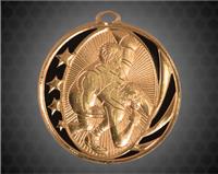 2 inch Bronze Wrestling Laserable MidNite Star Medal