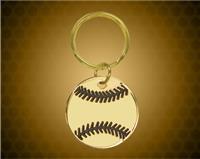 1 1/2 Gold Baseball Brass Key Ring