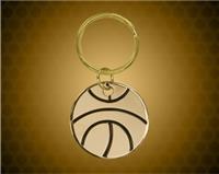 1 1/2 Inch Gold Basketball Brass Key Ring