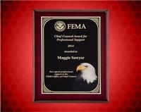 8 x 10 inch Rosewood Piano-Finish Plaque with High Definition Eagle Head Plate
