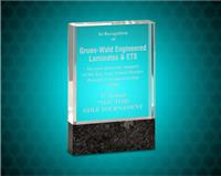4 x 6 Inch Clear Fusion Crystal Award With Genuine Black Marble Base