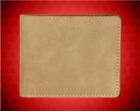 4 1/2" x 3 1/2" Light Brown Leatherette Bifold Wallet