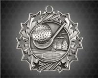 2 1/4 Inch Silver Golf Ten Star Medals 